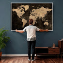 Brown World Map Canvas Print – Modern Travel Map Wall Art, by MyGreatCanvas | Canvas Wall Art Prints | Photo Prints & Wall Decor