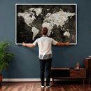 Vintage World Map Wall Art Canvas Print – Framed Large Map