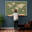 Vintage World Map Canvas Wall Art Print, Classic Global Map