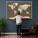Vintage World Map Canvas Print – Framed Travel Map Wall Art