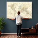 Colorful Watercolor World Map Canvas Wall Art – Framed