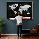 World Map Canvas Print – Framed Push Pin Wall Art, Color