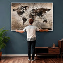 Black and White World Map Canvas Print – Framed Wall Art for by MyGreatCanvas | Canvas Wall Art Prints | Photo Prints & Wall Decor