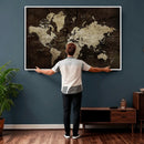 Blue World Map Canvas Wall Art – Framed Modern Travel Map by MyGreatCanvas | Canvas Wall Art Prints | Photo Prints & Wall Decor
