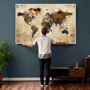Rustic Watercolor World Map Canvas Wall Art – Framed Travel by MyGreatCanvas | Canvas Wall Art Prints | Photo Prints & Wall Decor