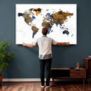 World Map Wall Art Canvas Print, Modern Decorative Framed