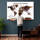 Custom Push Pin World Map Wall Art Canvas Print –