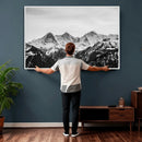 Black and White Mountain Wall Art Canvas Print, Snowy Alpine by MyGreatCanvas | Canvas Wall Art Prints | Photo Prints & Wall Decor