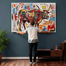 Texas Bull Wall Art Canvas Print, Abstract Graffiti Bull by MyGreatCanvas | Canvas Wall Art Prints | Photo Prints & Wall Decor