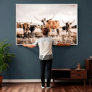 Texas Longhorn Cattle Wall Art Canvas Print, Sepia Western by MyGreatCanvas | Canvas Wall Art Prints | Photo Prints & Wall Decor
