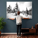 Black and White Snowy Pine Forest Wall Art Canvas Print, by MyGreatCanvas | Canvas Wall Art Prints | Photo Prints & Wall Decor