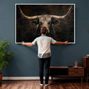 Vintage Longhorn Bull Wall Art Canvas Print – Rustic Western by MyGreatCanvas | Canvas Wall Art Prints | Photo Prints & Wall Decor