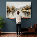 Neutral Abstract Lake Landscape Wall Art Canvas Print by MyGreatCanvas | Canvas Wall Art Prints | Photo Prints & Wall Decor