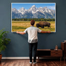 Bison in Mountain Landscape Wall Art Canvas Print – Western by MyGreatCanvas | Canvas Wall Art Prints | Photo Prints & Wall Decor