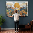 Boho Mountain Landscape Large Wall Art, Horizontal Gold by MyGreatCanvas | Canvas Wall Art Prints | Photo Prints & Wall Decor
