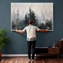 Misty Pine Forest Oil Painting Canvas — Dark Moody Teal Grey by MyGreatCanvas | Canvas Wall Art Prints | Photo Prints & Wall Decor