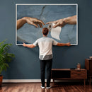 Funny Bathroom Canvas Wall Art, Michelangelo Creation of by MyGreatCanvas | Canvas Wall Art Prints | Photo Prints & Wall Decor