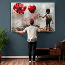 Girl Graffiti Wall Art Canvas Print, Red Balloon Heart by MyGreatCanvas | Canvas Wall Art Prints | Photo Prints & Wall Decor