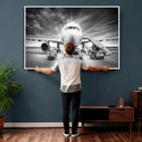 Airplane Wall Art Canvas Print, Black and White Jet Aircraft by MyGreatCanvas | Canvas Wall Art Prints | Photo Prints & Wall Decor