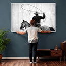 Cowboy Lasso Canvas Wall Art, Black White Western Horse by MyGreatCanvas | Canvas Wall Art Prints | Photo Prints & Wall Decor