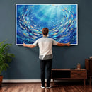 School of Fish Canvas Print | Blue Ocean Underwater Wall Art by MyGreatCanvas | Canvas Wall Art Prints | Photo Prints & Wall Decor