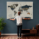Custom Push Pin World Map Wall Art Canvas Print –