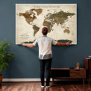 Custom Push Pin World Map Wall Art Canvas Print –