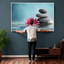 Zen Canvas Wall Art Lotus Flower Stacked Stones Teal Spa by MyGreatCanvas | Canvas Wall Art Prints | Photo Prints & Wall Decor