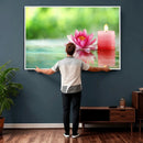 Zen Lotus Candle Canvas Wall Art Pink Spa Meditation by MyGreatCanvas | Canvas Wall Art Prints | Photo Prints & Wall Decor