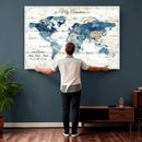 Watercolor World Map Canvas Wall Art Print – Abstract