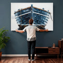 Blue Wooden Rowboat Canvas Wall Art, Coastal Nautical Boat Painting Print for Lake Beach House Decor, Minimalist Maritime Decor Artwork by MyGreatCanvas | Canvas Wall Art Prints | Photo Prints & Wall Decor