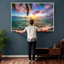 Hawaii Beach Sunset Canvas Wall Art Print, Tropical Ocean Landscape Artwork, Palm Tree Coastal Decor for Living Room Bedroom by MyGreatCanvas | Canvas Wall Art Prints | Photo Prints & Wall Decor