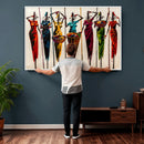 African Folk Art Canvas Wall Art, Colorful African Women Village Painting Print, Tribal Ethnic Home Decor, Vibrant African Art, Living Room