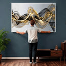 Black and Gold Abstract Wall Art, Modern Wave Canvas Print, Elegant Flowing Smoke Art, Luxury Living Room Decor by MyGreatCanvas | Canvas Wall Art Prints | Photo Prints & Wall Decor