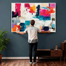 Blue Teal Abstract Canvas Wall Art, Modern Textured Painting Print, Navy Orange White Contemporary Art, Neutral Living Room Decor, Office Art by MyGreatCanvas | Canvas Wall Art Prints | Photo Prints & Wall Decor