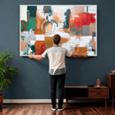 Blue Teal Abstract Canvas Wall Art, Modern Textured Painting Print, Navy Orange White Contemporary Art, Neutral Living Room Decor, Office Art by MyGreatCanvas | Canvas Wall Art Prints | Photo Prints & Wall Decor