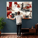 Blue Teal Abstract Canvas Wall Art, Modern Textured Painting Print, Navy Orange White Contemporary Art, Neutral Living Room Decor, Office Art by MyGreatCanvas | Canvas Wall Art Prints | Photo Prints & Wall Decor