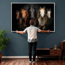 Horse Wall Art Canvas Print, Wild Horses Portrait Photography, Dramatic Equestrian Decor, Black Brown White Horse Herd, Rustic Ranch Art by MyGreatCanvas | Canvas Wall Art Prints | Photo Prints & Wall Decor