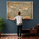 Vintage Personalized Push Pin World Map, Vintage Travel Map Canvas, Custom Names Anniversary Gift, Places Visited Pin Board, Couples Adventure Art by MyGreatCanvas | Canvas Wall Art Prints | Photo Prints & Wall Decor