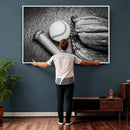 Vintage Baseball Glove and Bat Sports Wall Art Canvas,