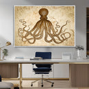 Sepia Octopus Wall Art Abstract Animal Canvas Print