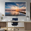 Wooden Pier on Seascape and Sunset Wall Art Canvas Print by MyGreatCanvas | Canvas Wall Art Prints | Photo Prints & Wall Decor