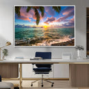 Framed Tropical Sunset Art Canvas Print