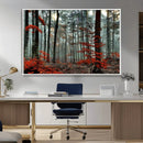 Autumn Forest Wall Art – Enchanting Red Leaves Canvas Print,