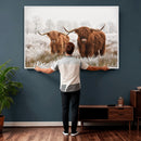 Longhorn Cattle Wall Art Canvas Print, Framed Farmhouse