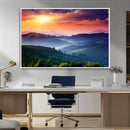 Sunset over Mountain Canvas Print, Forest Canvas Wall Art –