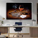 Whiskey Cigar Wall Art Canvas Print Kitchen Wall