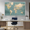 Classic World Map Canvas Print – Framed Vintage Map Wall