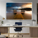 Serene Lake Pier at Sunset Canvas Print | Landscape Canvas