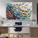 Modern Abstract Fish Shoal Wall Art Canvas Print, Colorful by MyGreatCanvas | Canvas Wall Art Prints | Photo Prints & Wall Decor